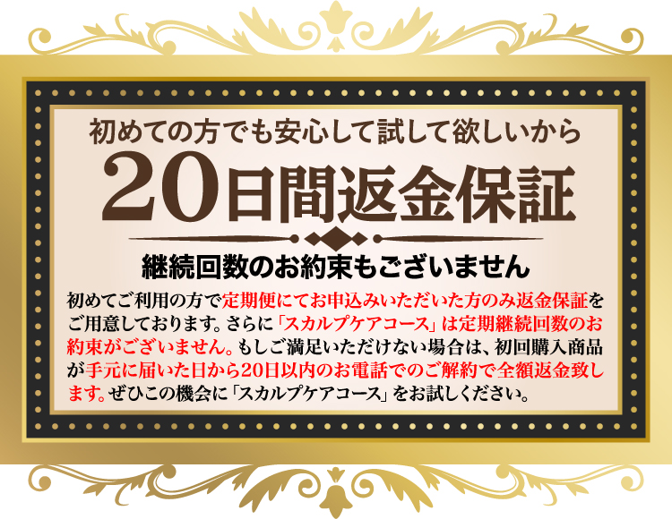 20日間返金保証付き！継続回数のお約束もございません！
